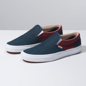 Vans Erkek Kaykay Ayakkabısı Textured Suede Slip-On Mavi | 39126-350